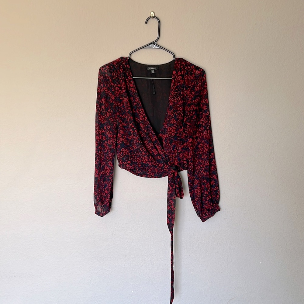 Dynamite Wrap Floral Blouse